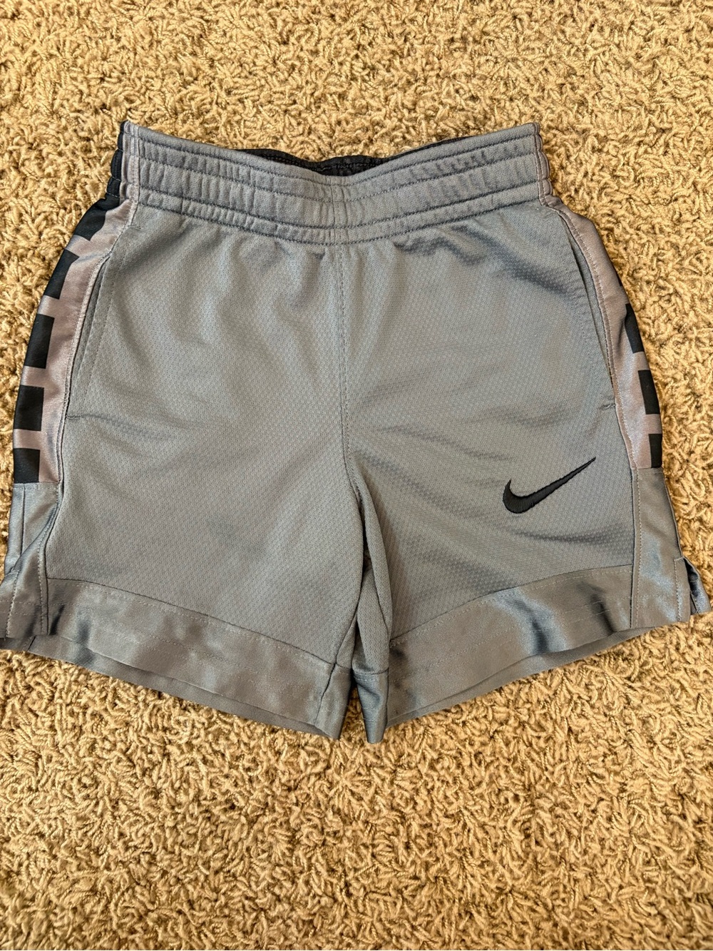 Nike Gray Athletic Kids Shorts with Black Swoosh, size XS